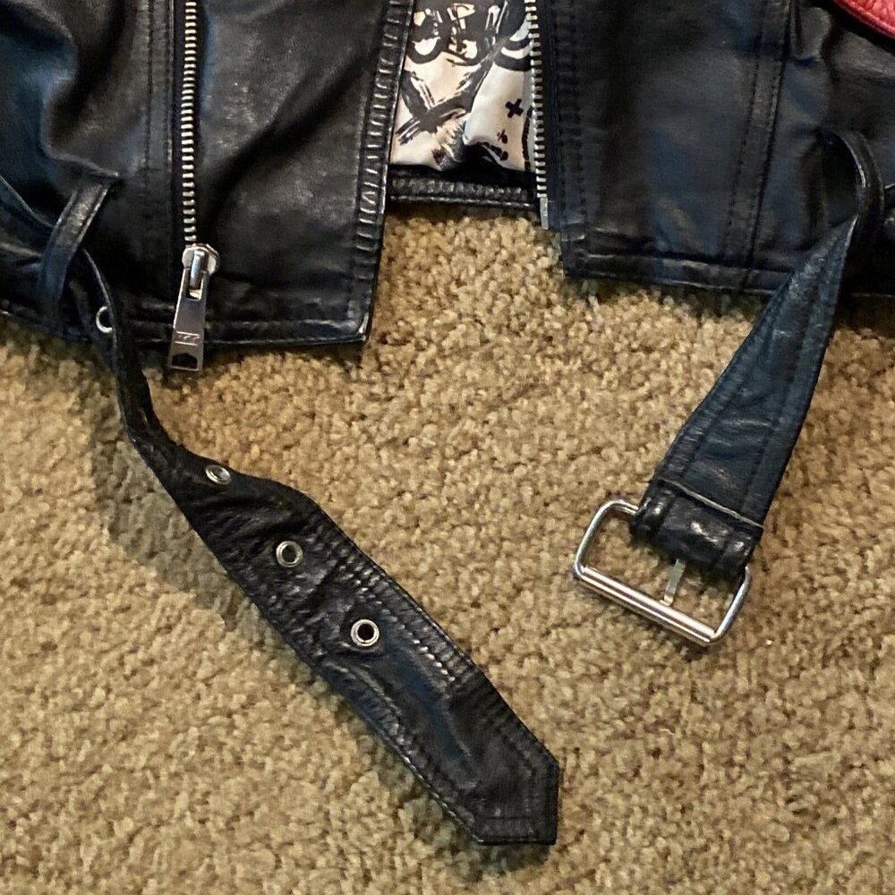 Vintage Phase 2 Leather Jacket Mens Size S American Flag Biker USA Studded Stars - Picture 5 of 16